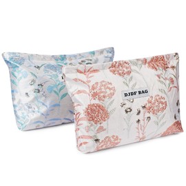 Ekcos 2 Pack Makeup Bag for Women, Large Capacity Floral Cosmetic Bag Makeup Bags for Travel Accessories Organizer Storage