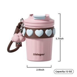 [Sidagar] 12.8oz Iced Coffee Tumbler – 316L Stainless Steel | Long-Lasting Cold Retention | Heart Silicone Sleeve | Portable, Car-Friendly Travel Cup | Cute & Reusable for Summer Commute or Outdoors dealsforyoudays:_Pink