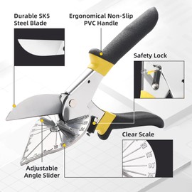 Miter Shears for Molding, RAINHOL Adjustable Angle 45-135 Degree Cutting Tool, Trim Cutter Hand Tool for Wood Trim Molding, PVC, Trunking, 2 Extra Replacement Blades Included