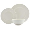 Tabletops Gallery Embossed Bone White Porcelain Round Dinnerware Collection- Chip