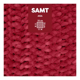 myboshi Samt Wolle zum Häkeln und Stricken, weiche Chenille Wolle im XXL-Knäuel, perfekt für Amigurumi und Kissen, 100% Flauschige Polyester, 100g, Ll 100m Rot (Ara) 1 Knäuel