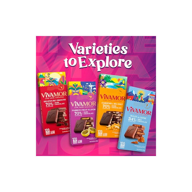Vivamor Premium Milk Chocolate Bar, Dulce De Leche, 2.82 oz,