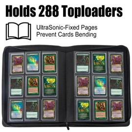 Toploader Binder, Holds 288 Toploaders, 9-Pocket Ringless Double-Sided Pockets for Toploaders, Waterproof Top Loader Card Storage for Trading Cards