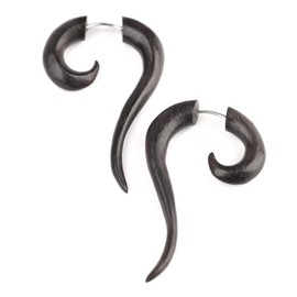 81stgeneration Women's Men's Wood Brown Spiral Fake Expander Stretcher Tribal Earrings