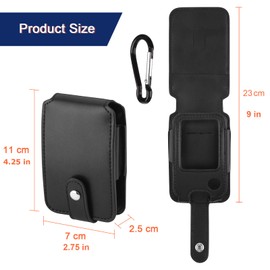 Cosmos PU Leather Protective Belt Case Cover CGM Monitor Device Holder Case Compatible with Libre Reader 2/3 - CGM Storage Carrying Case Protector Cover with Hang Clip Hook & Neck Lanyard, 1 Piece