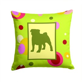 Caroline's Treasures CK1053PW1414 Pug Decorative Canvas Fabric Pillow, 14Hx14W, Multicolor