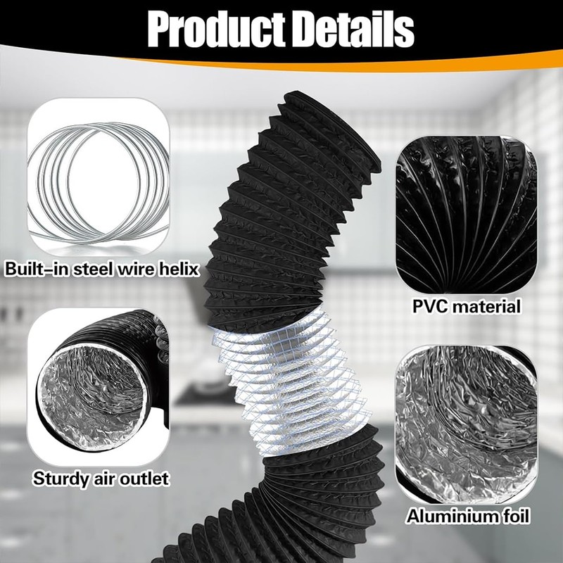 Manguera de Ventilación Flexible de 6 pulgadas y 10 pies,