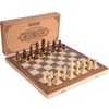 AMEROUS 15'' Wooden Chess & Checkers Set, 2 in 1