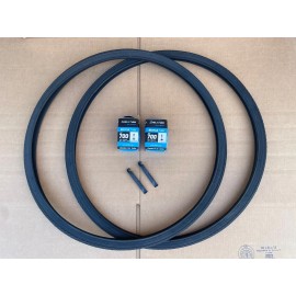Duro 700 X 32C Bicycle All Black  Tires + Tubes Semi Slick Thread Road Tour DURO - 1 Tire + 1 Tube