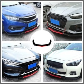 DREAMOTOR Universal Car Front Bumper Lip + 2PCS 8"-11" Adjustable Splitter Rods front lip Spoiler Splitter Body Kit Compatible with Dodge Charger Nissan Cruze Honda Civic Toyota Altima Chevy