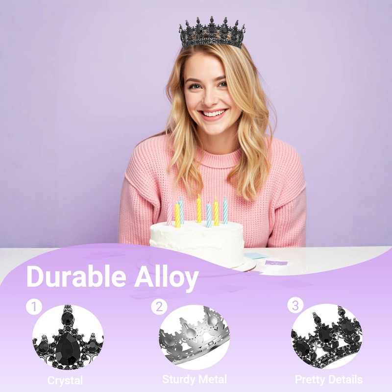 Queenship Crown for Women, Crystal Queen Crown for Birthday Costume