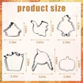 6PCS Fall Metal Cookie Cutters, Thanksgiving Pumpkins Animals Cutter Mold for Kitchen Baking Autumn Fall Stainless Steel Biscuit Cutters for Thanksgiving Holiday Party Gift Home Baking Tools Supplies
