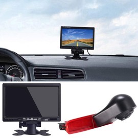 12 mm lens CMOS rear view camera + 7 inch TFT LCD screen monitor, brake light, car roof reversing camera for T5 Multivan T6 Caravelle tailgate high roof 3rd brake light stop lamp transporter