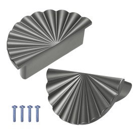 M METERXITY 2-Pack Brushed Cabinet Knobs, 3.5" Half Moon Modern Zinc Alloy Knobs Handles for Dresser Drawers/Office Decorative/Kitchen Bathroom Door [Dark Grey]