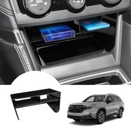 Autorder Center Console Organizer for Subaru Forester 2019-2024 Without Wireless Charger Accessories Armrest Storage Box Secondary Insert Tray Partition Panel Black