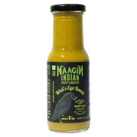 NAAGIN Indian Hot Sauce – Birds Eye Bomb (230g, 8.11 oz) |Spicy| Made with Homegrown Bird's Eye (Green Kanthari) Chillies | Unique Indian-Style Ultimate Green Sauce | 100% Vegan, No Artificial Colour