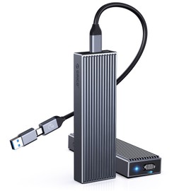 ORICO M.2 NVMe Adaptador de aluminio sin herramientas para SSD M.2, lector USB 3.2 USB-C M2 de 10 Gbps, para M.2 PCIe NVMe M-Key 2230/2242/2260/2280 SSD, compatible con Thunderbolt 3, funda externa