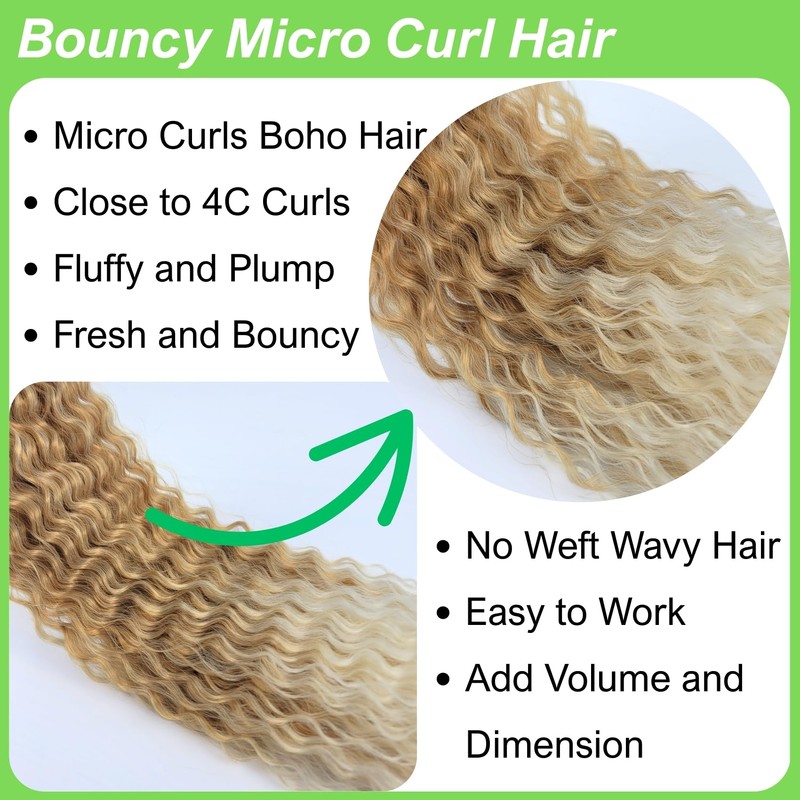Capelli Biondi per Trecce Pre-Stirati Sintetici 27/613# Onde Profonde Boho