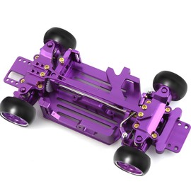 RC Car Chassis Frame 1/28 CNC Aluminum Alloy with Wheels for Wltoys 284131 K969 K979 K989 K999 or MINI-Q 4X4 Metal Frame Equipment RC Car Equipment Drift (Purple)