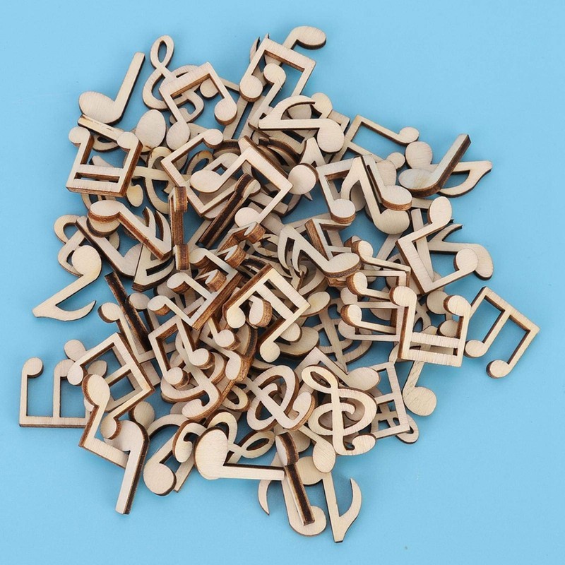 100Pcs Wooden Music Note Mixed Decorative Note Embellishment for Concert