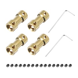 MECCANIXITY 4pcs Brass Shaft Coupling Joint Connector with Screws and Hex Wrench, 5mm to 5mm, M5, ISO Metric, Right Hand, Industrial Grade