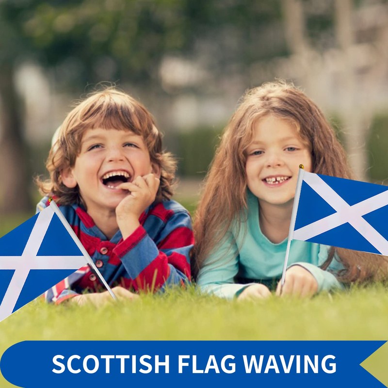 12 Pcs Scotland Stick Flag, 14x21cm Scotland Scottish Flag HandHeld