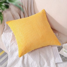Artscope Cozy Striped Corduroy Cushion Covers Super Soft Decorative Square Throw Pillow Covers Pillowcases for Sofa Couch Bedroom Car Decor 45 x 45cm, Yellow