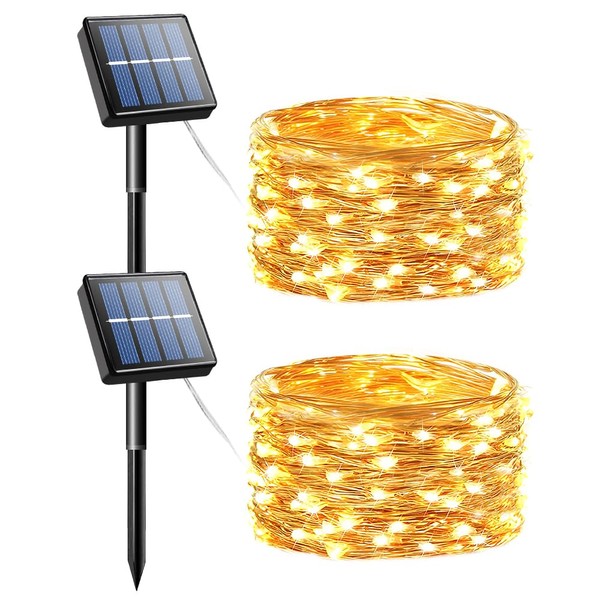TIANG Solar Fairy Lights Outdoor, 2 Pack Total 240Led Solar