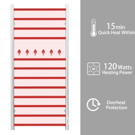 KEG Towel Warmer Wall Mounted with Built-in Timer 12 Bars Electric Stainless Steel Heated Towel Racks for Bathroom, Hot Plug-in Bath Towel Heater Brushed Nickel