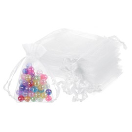 uxcell 100 Pcs White Organza Bags 2 x 3 Inch Mini Mesh Drawstring Gift Bags Small Jewelry Pouches Bags for Wedding Festival Party Gift Favor