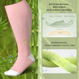 LEVSOX Wide Calf Compression Socks for Women Plus Size Pregnancy15-20mmHg