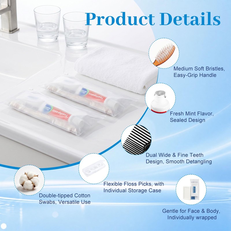 60 Pack Bulk Disposable Toothbrush Kit, Individually Wrapped