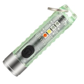 Keychain Flashlight Outdoor Portable Fast Charging Rechargeable Mini Pocket Flashlight with Red Blue Purple Lights Magnetic Suction