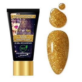 HYBA Masquerade Hybrid Gel Polish, 30ml Tube (Gold Glitter Glam) M10
