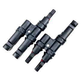 Ikemi MC4 Parallel Connector T Type MC4 Connector for Solar Panel Solar Power Equipment UV Durable Waterproof Dustproof MMF+FFM 2 Pairs 1 Set