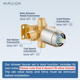 Airuida Shower Faucet Set with Tub Spout Bathtub Faucet Kit Shower Tub Faucet Set Complete Tub Shower Trim Kit with Solid Brass Rough-in Valve and Rainfall Square Showerhead,6 Inch-Oil Rubbed Bronze