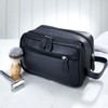 Mens Travel Toiletry Wash Bag Leather Washbag Toiletries Shaving Bag