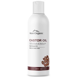 Aravi Organic 100% Pure & Natural Cold Pressed Castor Carrier Oil For Skin & Hair 200ml