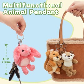 MaoGoLan 8Pcs Keychain Plush Toys,Mini Bulk Forest Stuffed Animal Set for Pendant,Carnival,Kindergarten Gift,Classroom Prizes,Ornament for Goody Bag