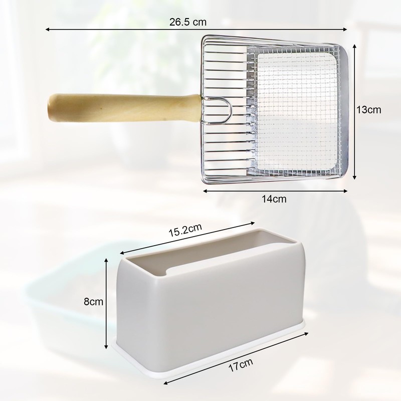 FULUDM Cat Litter Scoop with Container - Metal Cat Litter