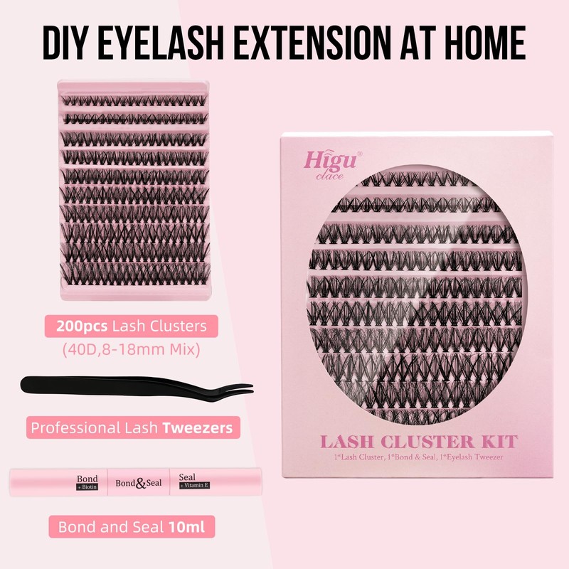 Higu clace Eyelash Extensions Set, 200 Pieces Lashes Extension Set