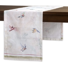 Maison d' Hermine Tablerunner 100% Cotton 37cm x 230cm Table Runner, Decorative Washable Easter Table Runners for Dining, Buffet Parties & Camping, Flying Birds - Spring/Summer