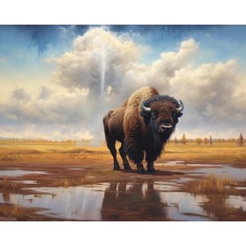 XTXGERL Paint by Numbers Kits American Bison Buffalo Animal DIY Digital Painting by Numbers Kits Hand Painted Home Decoration 40x50cm