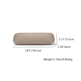 YONBEN Faux Leather Pencil Case Simple Color Bag Zipper Lightweight Storage (Khaki,Faux Leather)