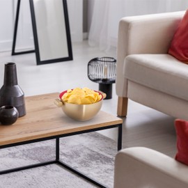 Relaxdays Serving Bowl, Stainless Steel, Diameter 20 cm, Round Metal Bowl for Baking & Serving, Kitchen Bowl, Gold/Red