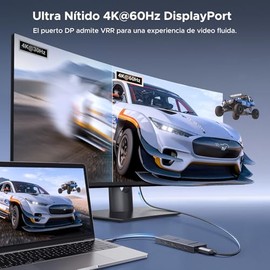 UGREEN Revodok DisplayPort Hub USB C 6 en 1 Docking Station con DP 4K 60Hz