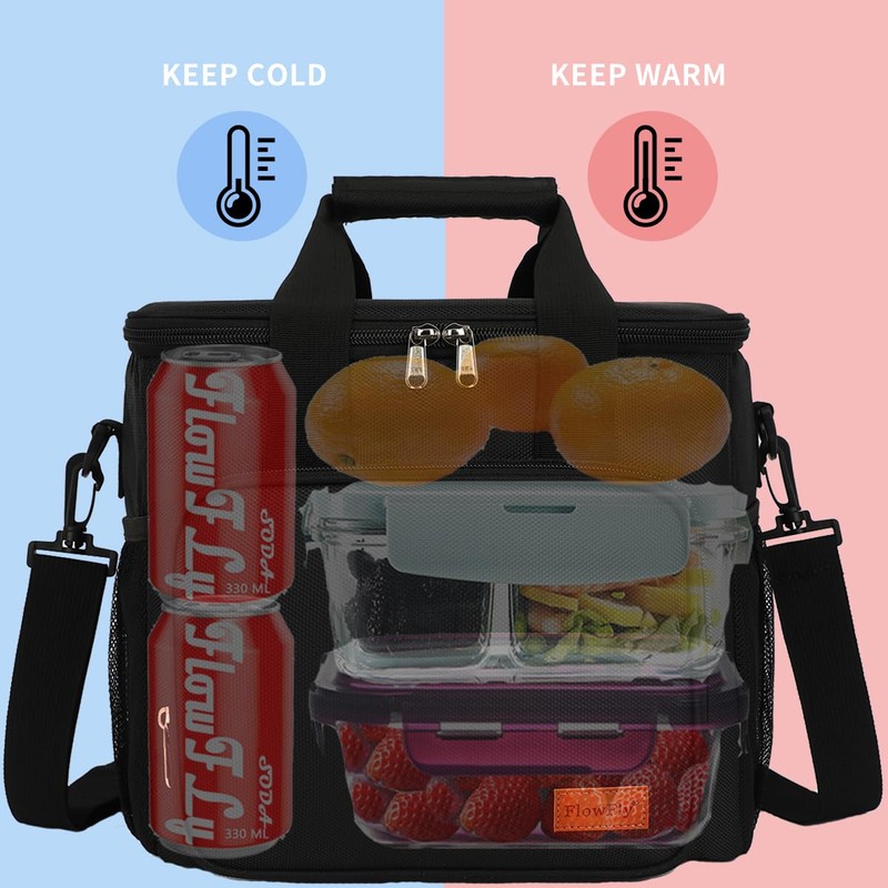 FlowFly Insulated Lunch Bag Adult Lunch Box Large Cooler Tote
