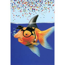 Pictura Goldfish Wearing Fake Nose, Glasses and Shark Fin Funny/Humorous Birthday Card