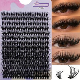 Natural False Eyelashes for Lash Extensions, 280 Clusters/set Individual False Eyelashes, Fluffy Curly Faux Cluster Lashes, Portable Makeup Tool for Women, Summer Makeup Gift, Christmas Gift