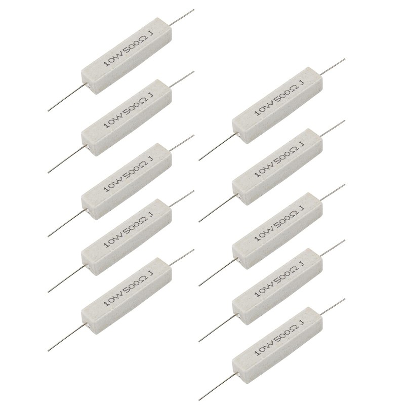 Qjaiune 10Pcs Cement Resistor 10W 500 Ohm Resistor, Ceramic Resistor